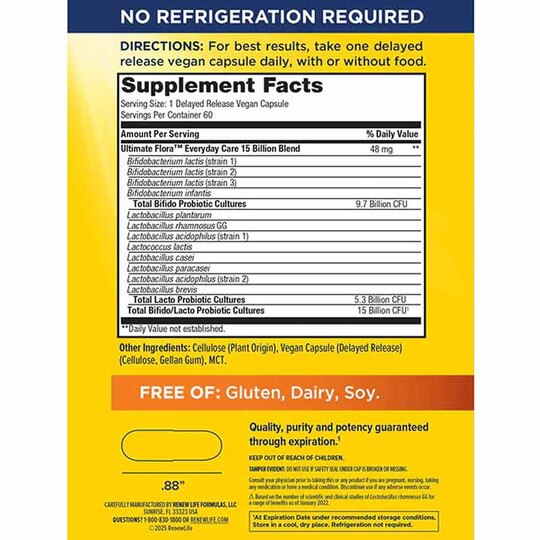 Ultimate Flora Probiotic 15 Billion Everyday Formula, RNL